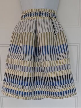 Massimo Dutti Paperbag Waist Striped Skirt Size 6 NWOT Summer Euro Style